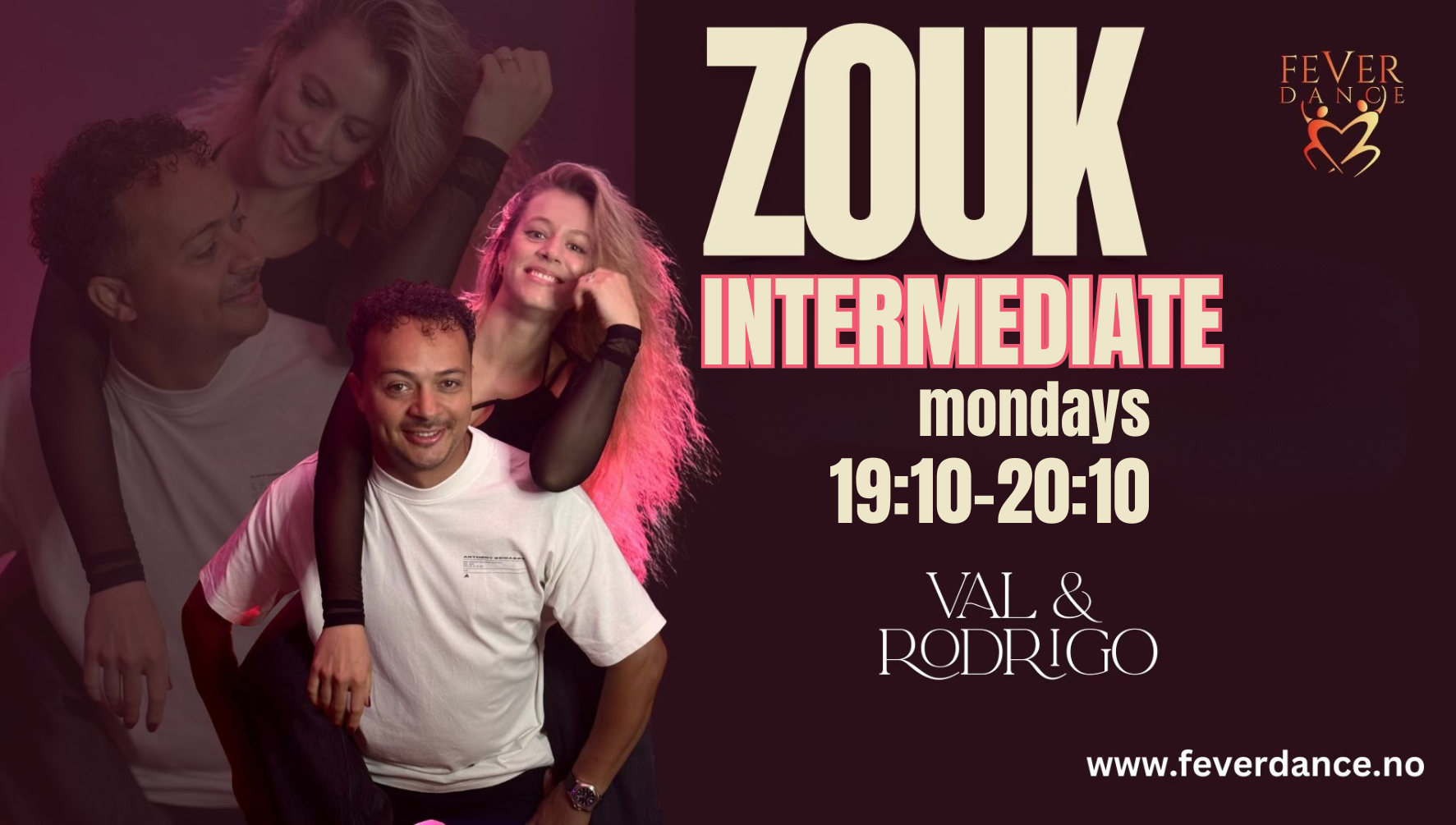 Brazilian Zouk Classes intermediate oslo Rodrigo & Val Danza